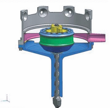 MSL drill bit assembly cross section